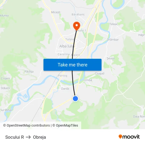 Socului R to Obreja map
