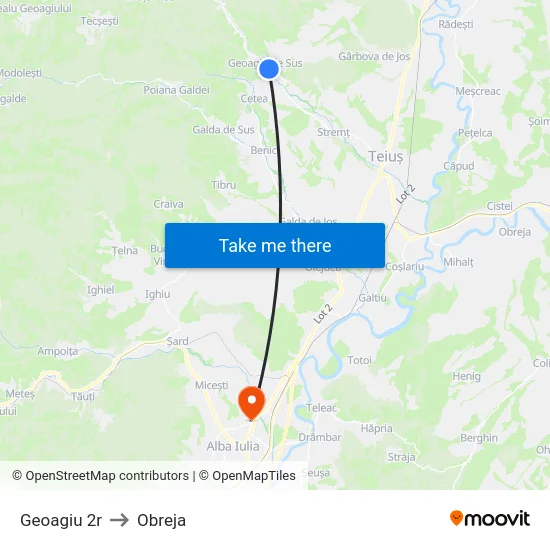 Geoagiu 2r to Obreja map