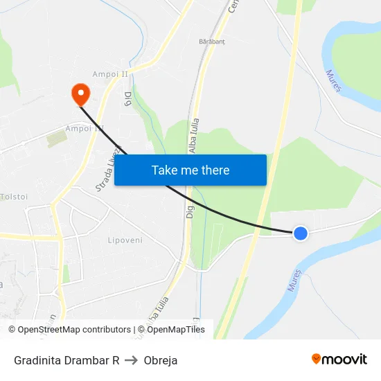 Gradinita Drambar R to Obreja map
