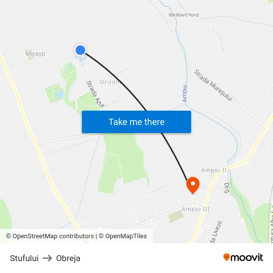 Stufului to Obreja map