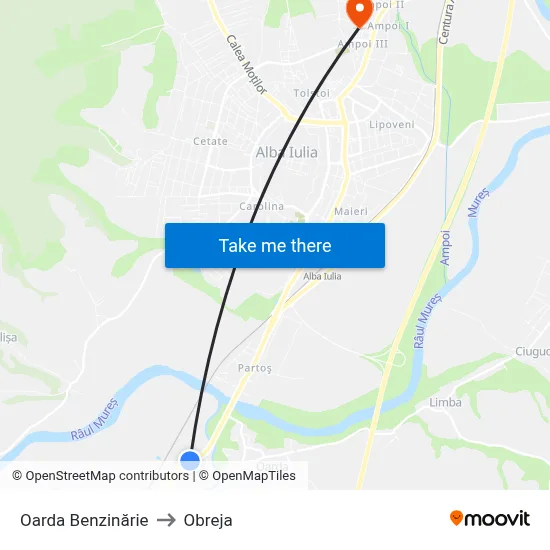 Oarda  Benzinărie to Obreja map