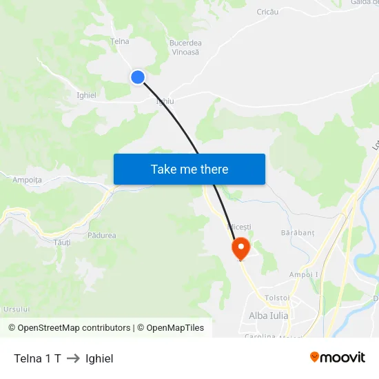 Telna 1 T to Ighiel map