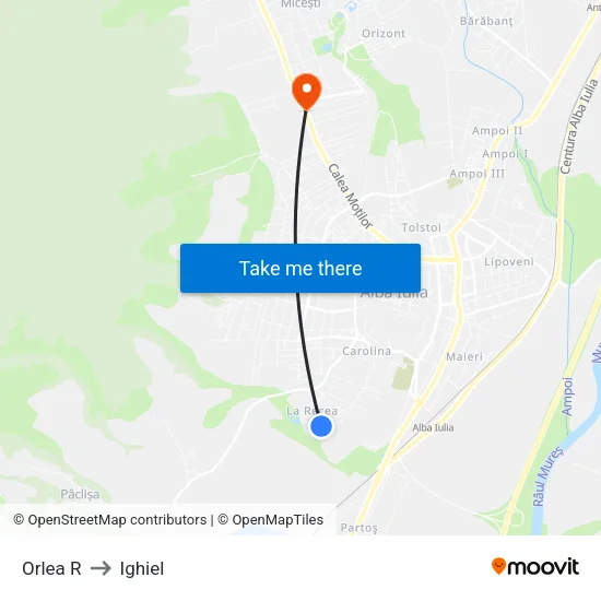 Orlea R to Ighiel map