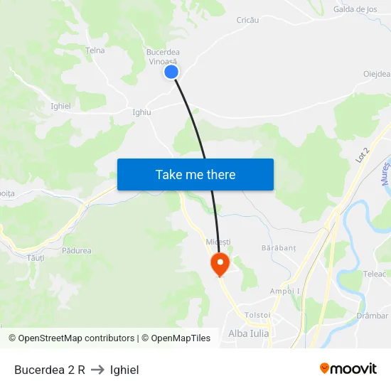 Bucerdea 2 R to Ighiel map