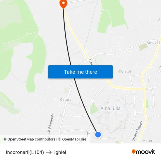 Incoronarii(L104) to Ighiel map