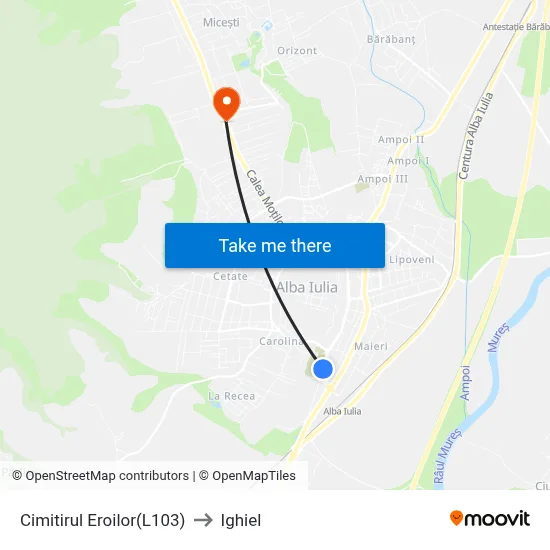 Cimitirul Eroilor(L103) to Ighiel map
