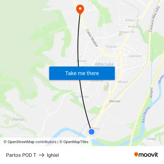 Partos POD T to Ighiel map
