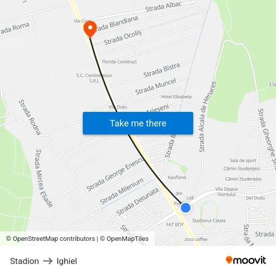 Stadion to Ighiel map