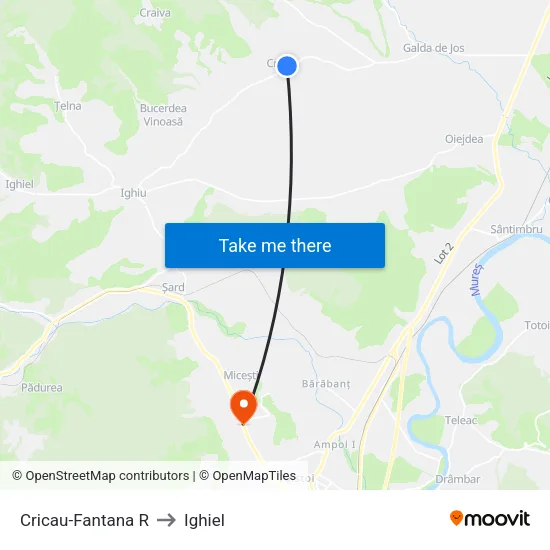 Cricau-Fantana R to Ighiel map