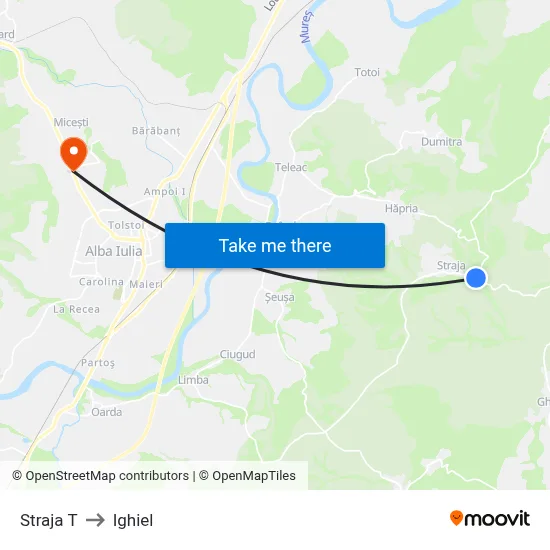 Straja T to Ighiel map