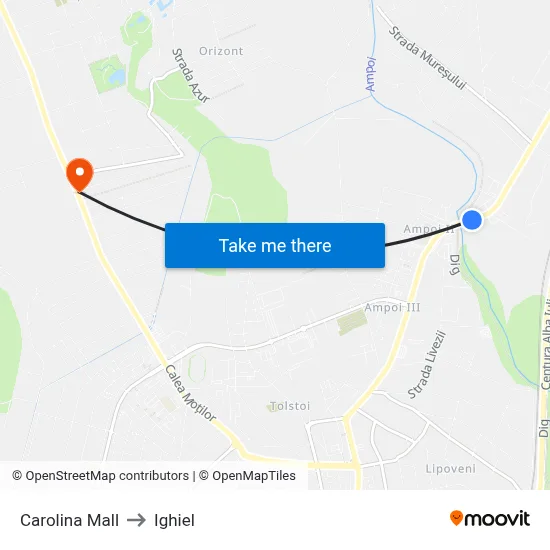 Carolina Mall to Ighiel map