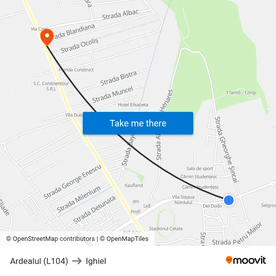 Ardealul (L104) to Ighiel map