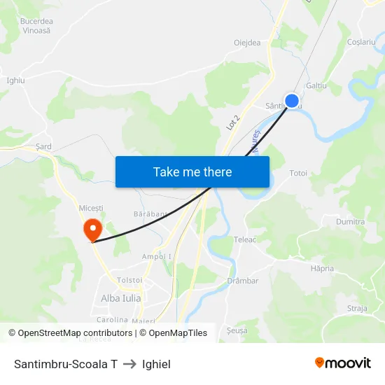 Santimbru-Scoala T to Ighiel map