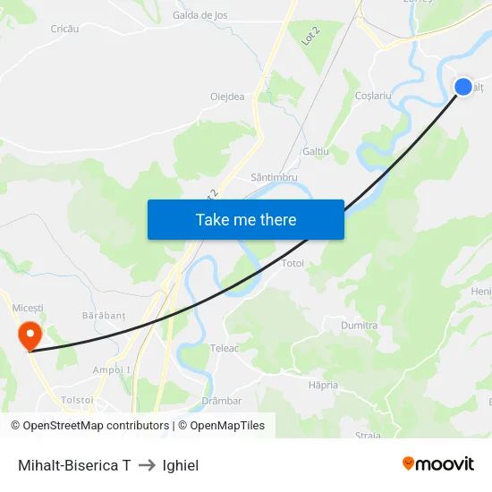 Mihalt-Biserica T to Ighiel map