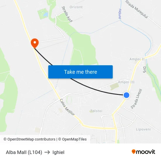 Alba Mall (L104) to Ighiel map