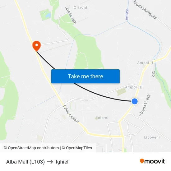 Alba Mall (L103) to Ighiel map