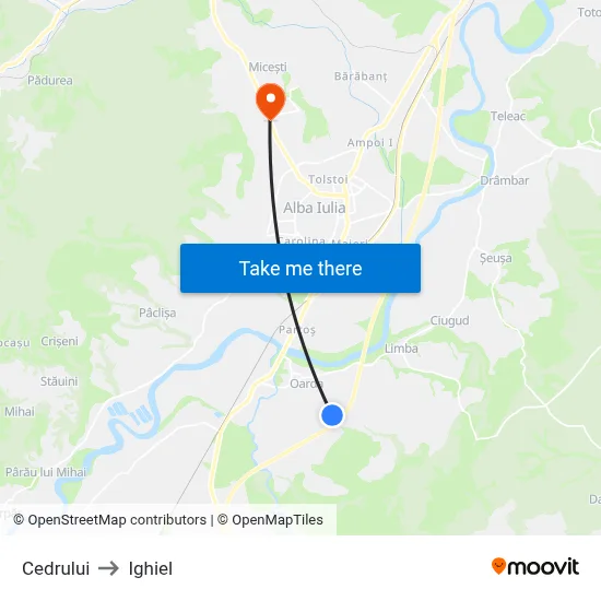 Cedrului to Ighiel map