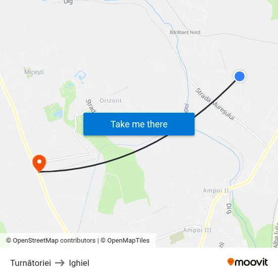 Turnătoriei to Ighiel map