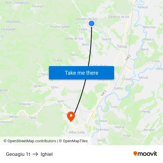 Geoagiu 1t to Ighiel map