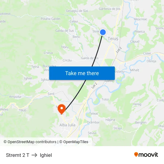 Stremt 2 T to Ighiel map