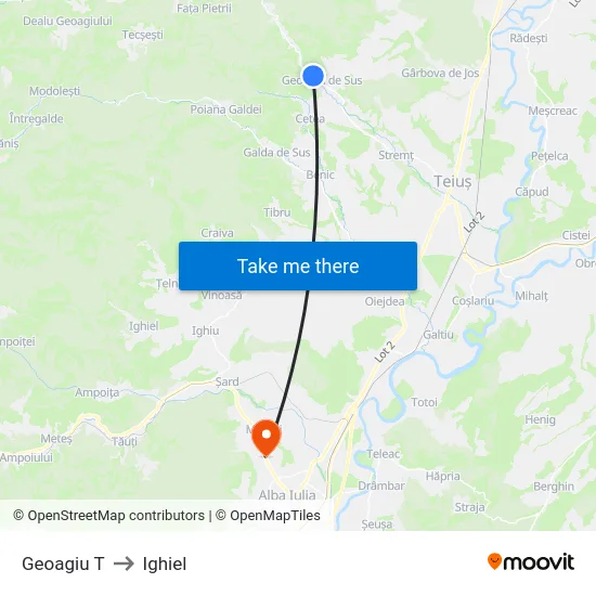 Geoagiu T to Ighiel map