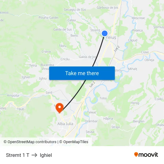 Stremt 1 T to Ighiel map