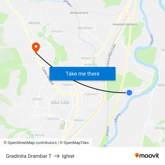 Gradinita Drambar T to Ighiel map