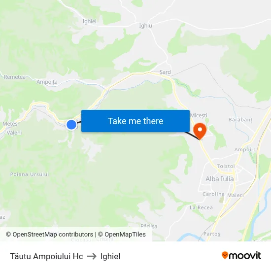 Tăutu Ampoiului Hc to Ighiel map