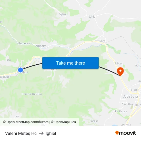 Văleni Meteș Hc to Ighiel map