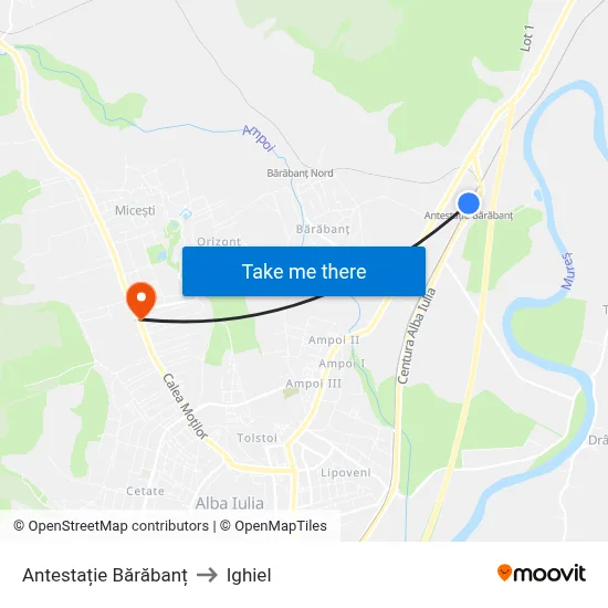 Antestație Bărăbanț to Ighiel map