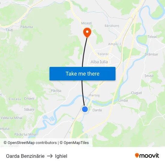 Oarda  Benzinărie to Ighiel map