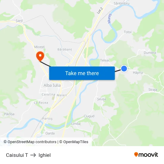 Caisului T to Ighiel map