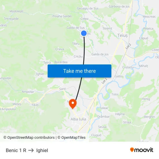 Benic 1 R to Ighiel map