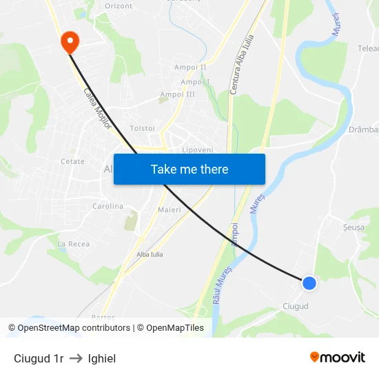 Ciugud 1r to Ighiel map