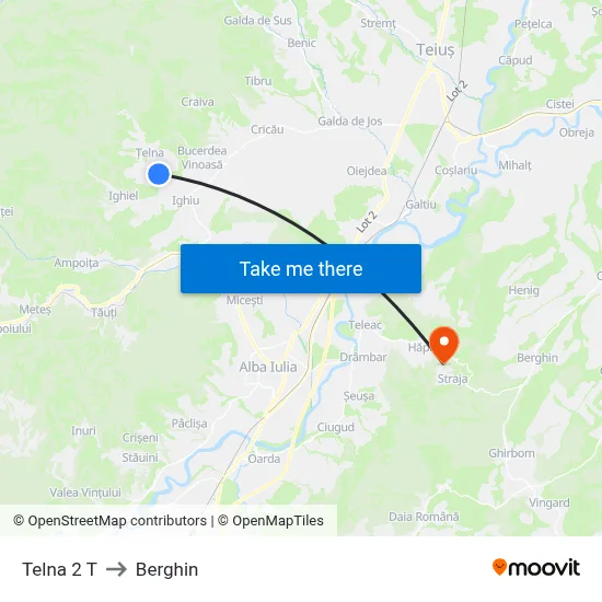 Telna 2 T to Berghin map