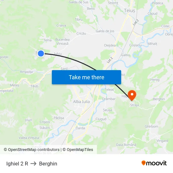 Ighiel 2 R to Berghin map