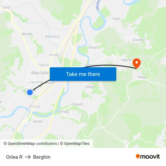 Orlea R to Berghin map