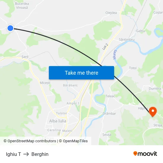 Ighiu T to Berghin map