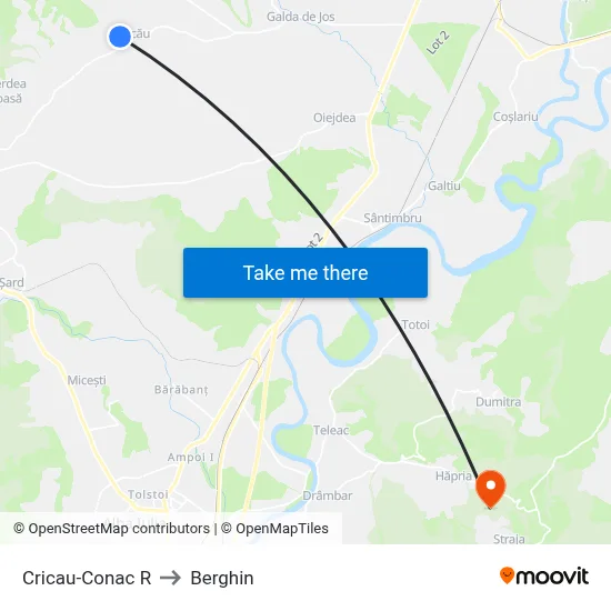 Cricau-Conac R to Berghin map