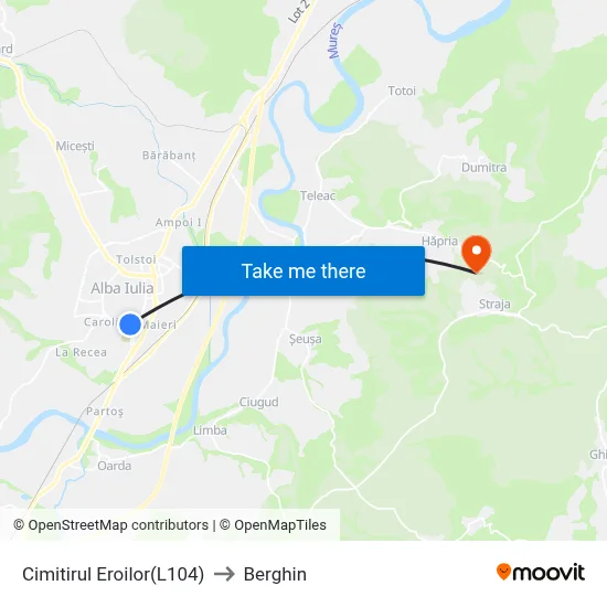 Cimitirul Eroilor(L104) to Berghin map