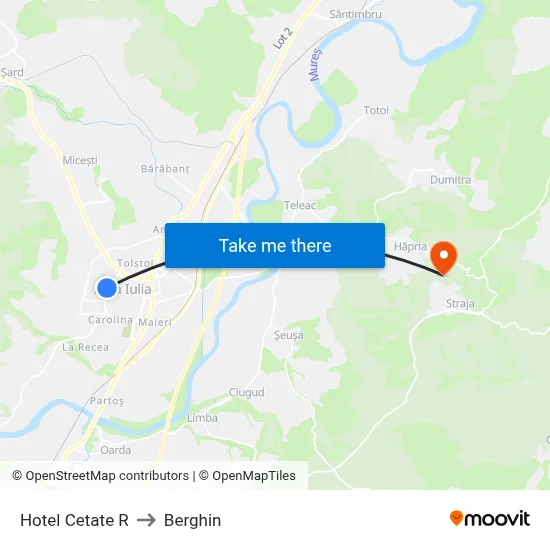 Hotel Cetate R to Berghin map