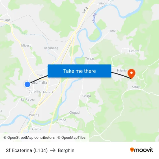 Sf.Ecaterina (L104) to Berghin map