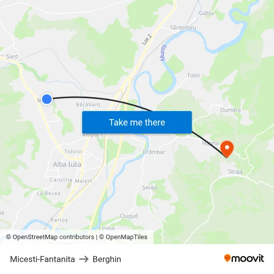 Micesti-Fantanita to Berghin map