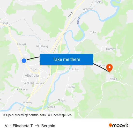 Vila Elisabeta T to Berghin map