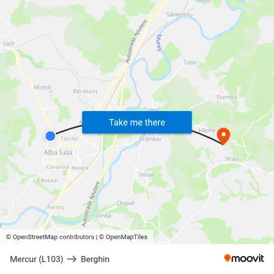 Mercur (L103) to Berghin map