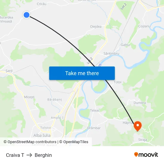 Craiva T to Berghin map