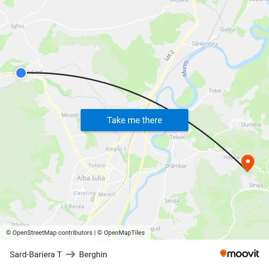 Sard-Bariera T to Berghin map