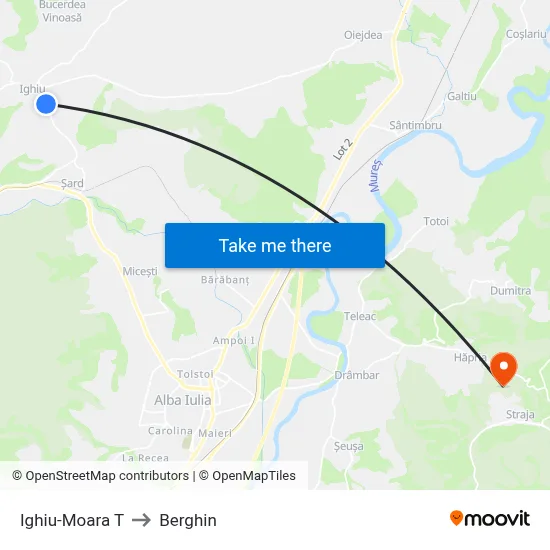 Ighiu-Moara T to Berghin map