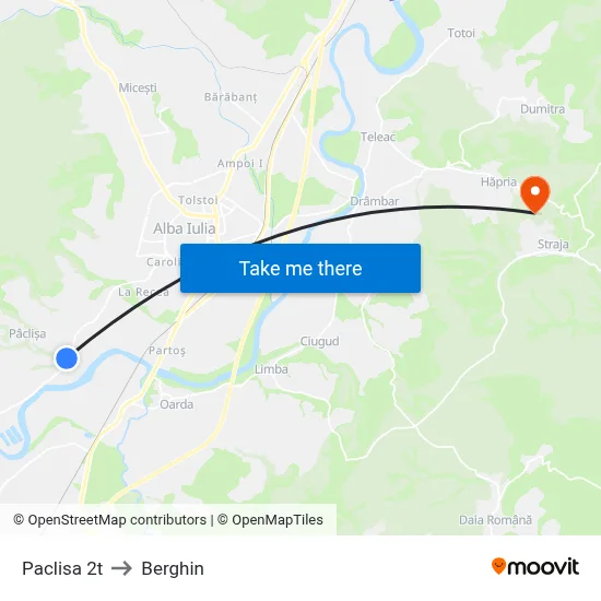 Paclisa 2t to Berghin map