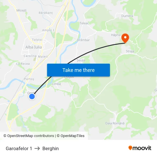 Garoafelor 1 to Berghin map